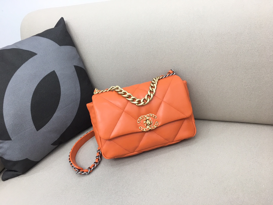 Lambskin 19 Handbag Flap Bag AS1160 Orange